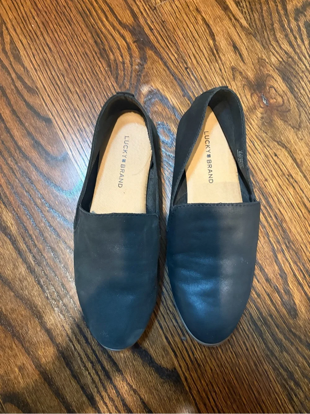 Lucky Brand Womens Cahill Flats Loafers in black leather